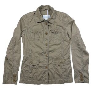 J Crew Classic Twill Chino Utility Field Jacket Khaki Tan Cotton Military Small